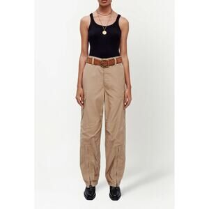 RE/DONE Women's Upcycled Cargo Trousers Small Khaki High Rise Straight Leg NWT